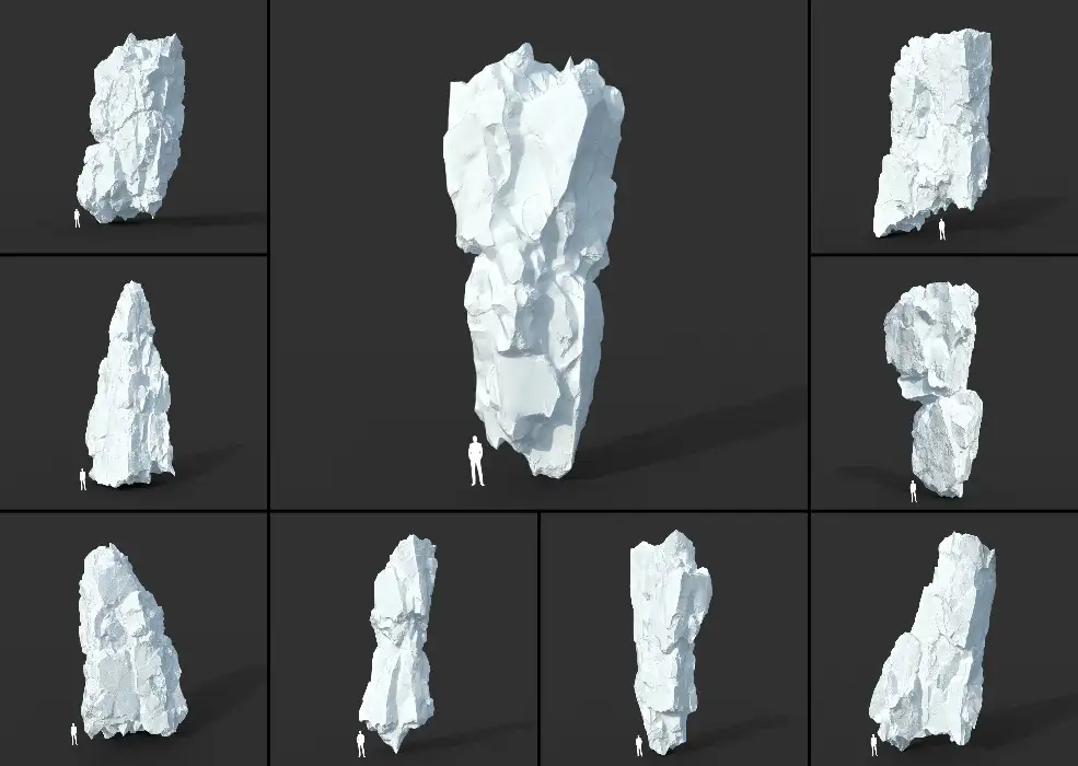 10个造型各异的冰山石头c4d模型下载iceberg