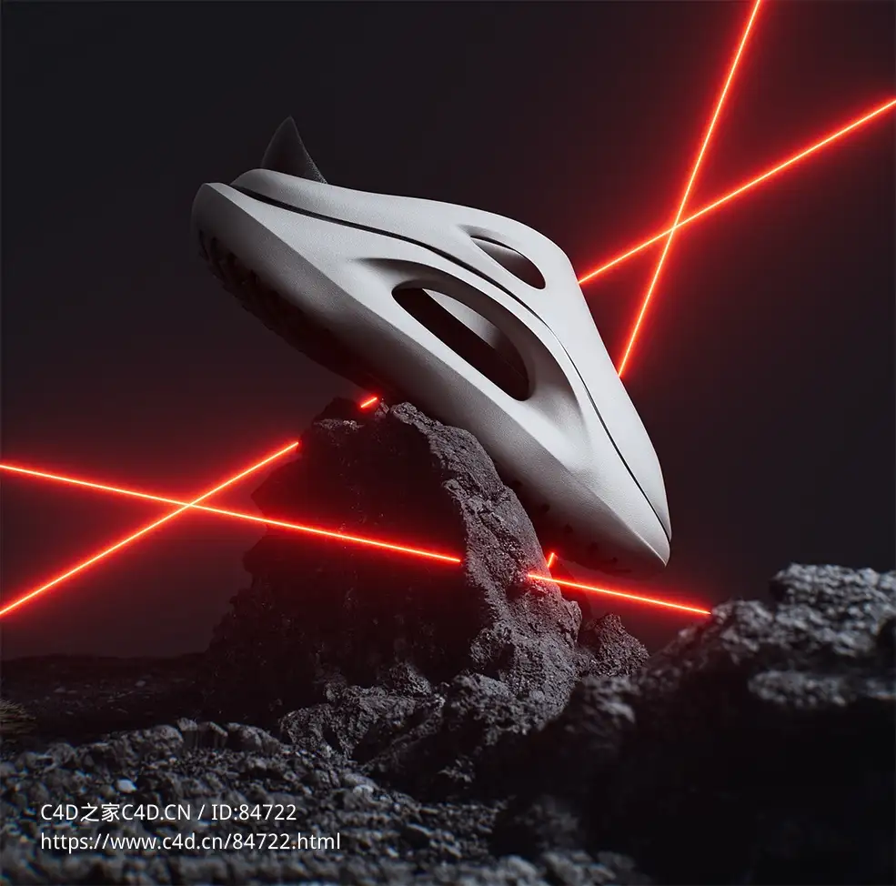 外星基石上的科幻运动拖鞋c4d oc模型下载