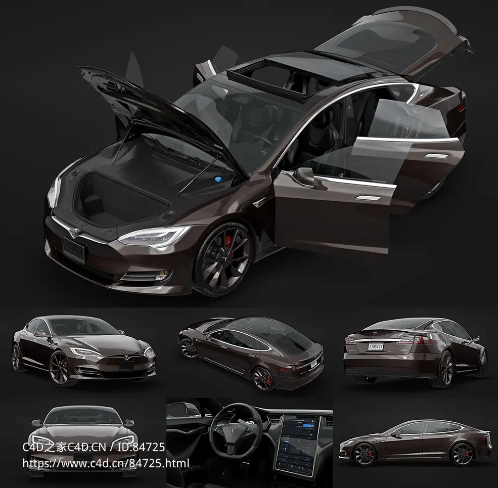 新能源特斯拉电动汽车动画模型Tesla Model S P100D 2020