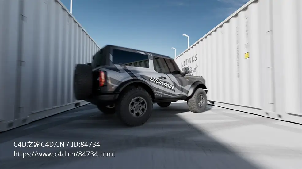 福特烈马越野汽车速度模糊场景c4d octane模型下载Ford Bronco