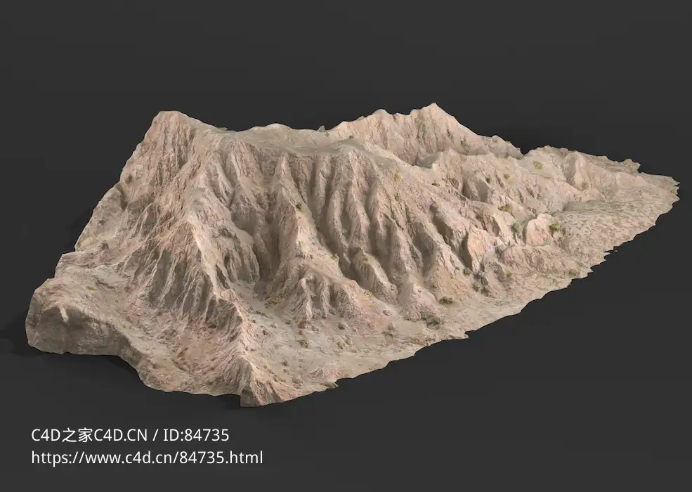 荒凉的山坡土坡c4d模型下载soil slope