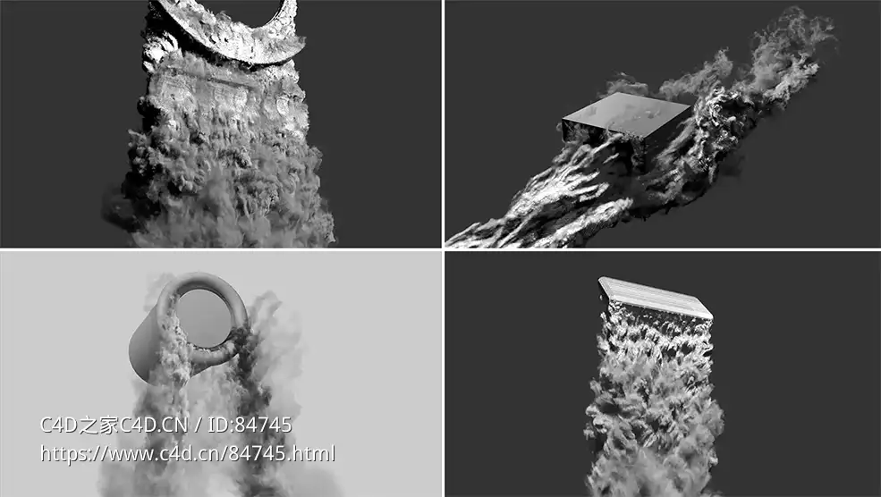 4个c4d Pyro炫酷火焰烟雾特效工程下载