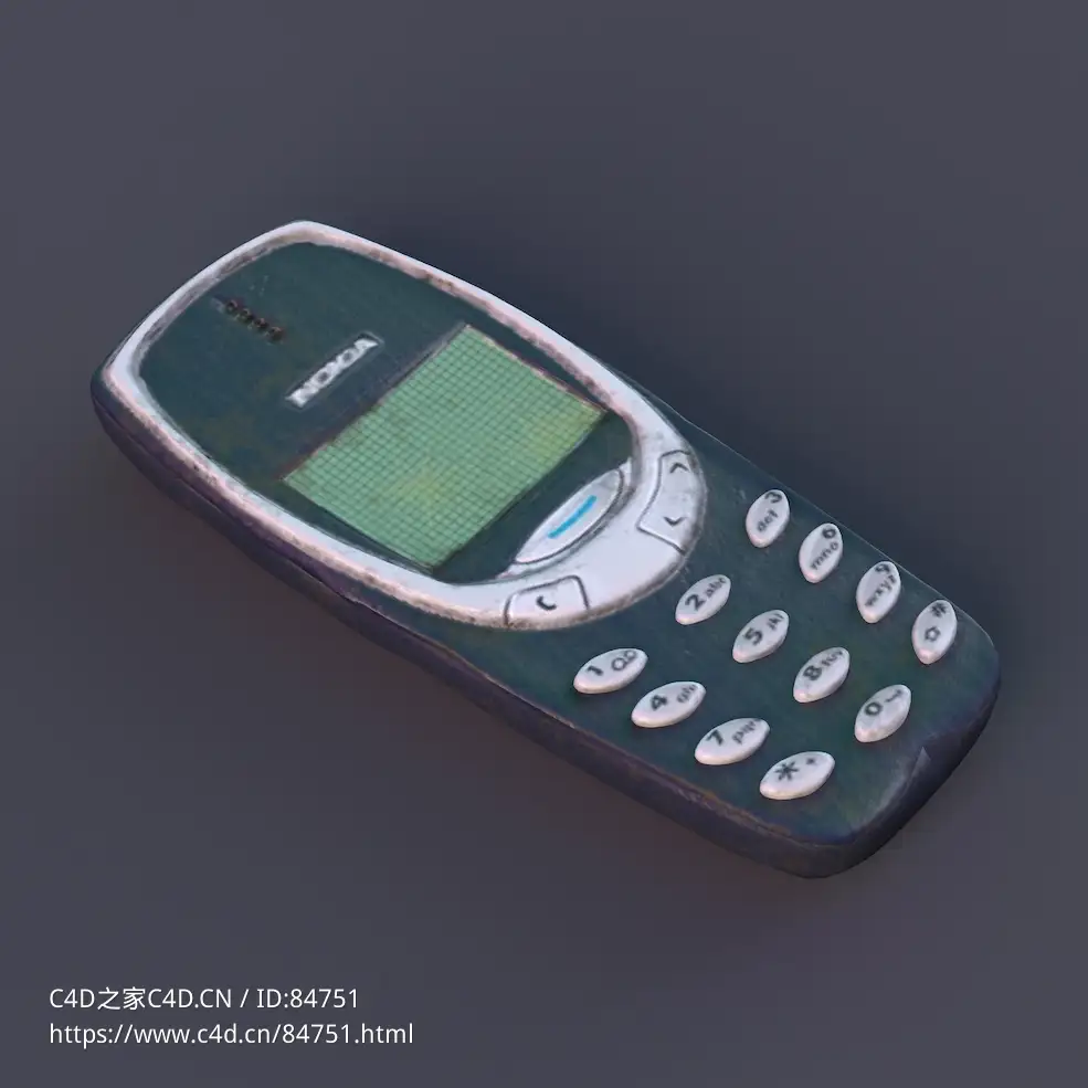 复古诺基亚手机低模c4d模型下载nokia 3d model - C4D之家 - 1.jpg