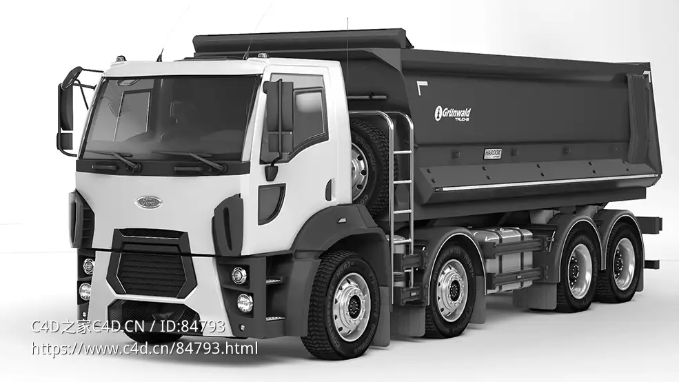 福特卡车4142D直流自卸车c4d模型下载Ford Trucks 4142D DC Dump Truck