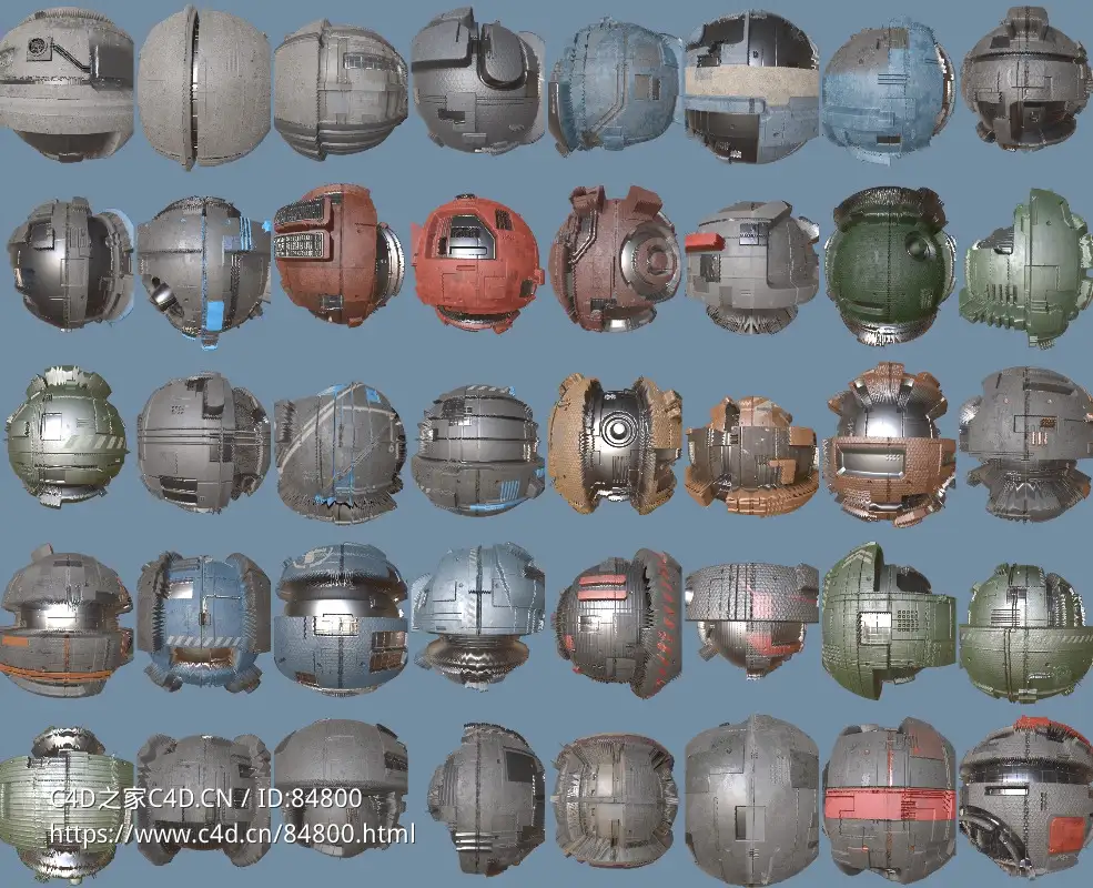 40个钢铁金属科幻风贴图素材Artstation - 40 Sci-Fi Materials for Environment Design