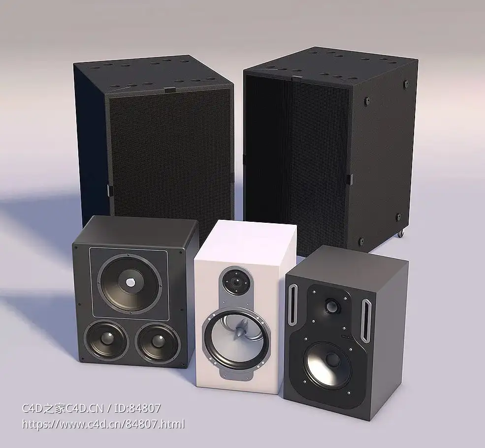 5个专业音响设备模型3D Model Pack Audio Speakers