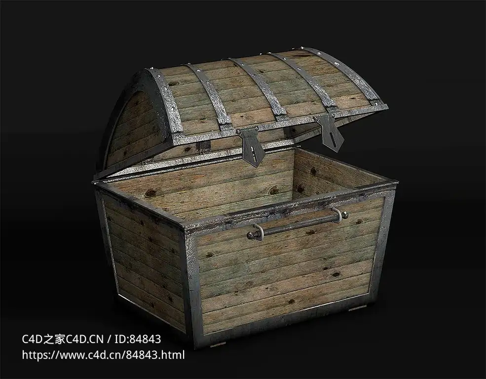 海盗宝箱复古木箱子C4D模型Pirates Treasure Chest