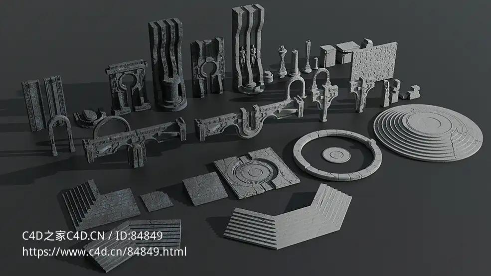 38组奇幻风格砖墙建筑3D模型 Fantasy architecture KITBASH - C4D之家 - 2_1.jpg