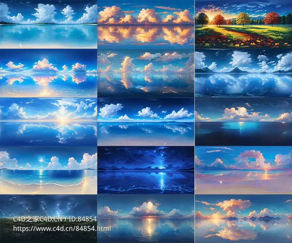 15个日本动漫风格二次元卡通风格高动态天空环境贴图Anime Sky HDRI Plus
