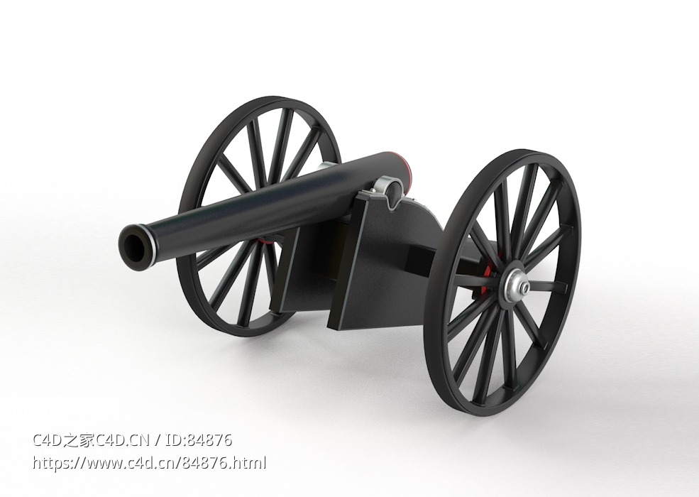 精美的军用大炮C4D模型免费下载Military Cannon