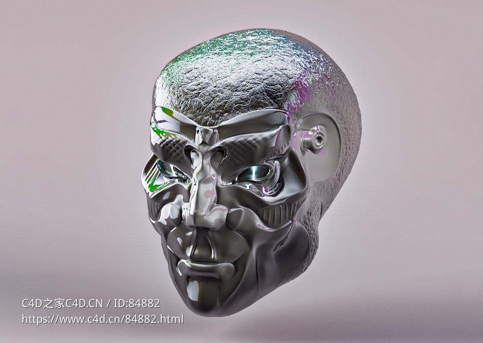 黑色科幻机械头像c4d模型免费下载Scifi Head C4D Free 3D Model Cinema4D