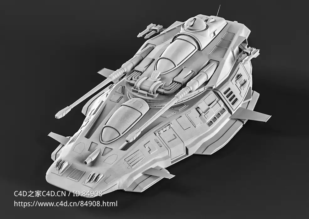 极具科幻色彩的星舰战机模型c4d免费下载Ironstar