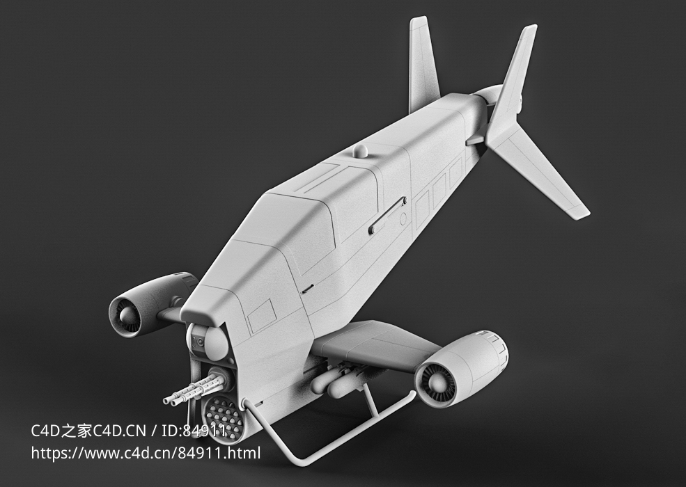 科幻战斗机未来概念飞行器c4d模型免费下载NRH Vulcano