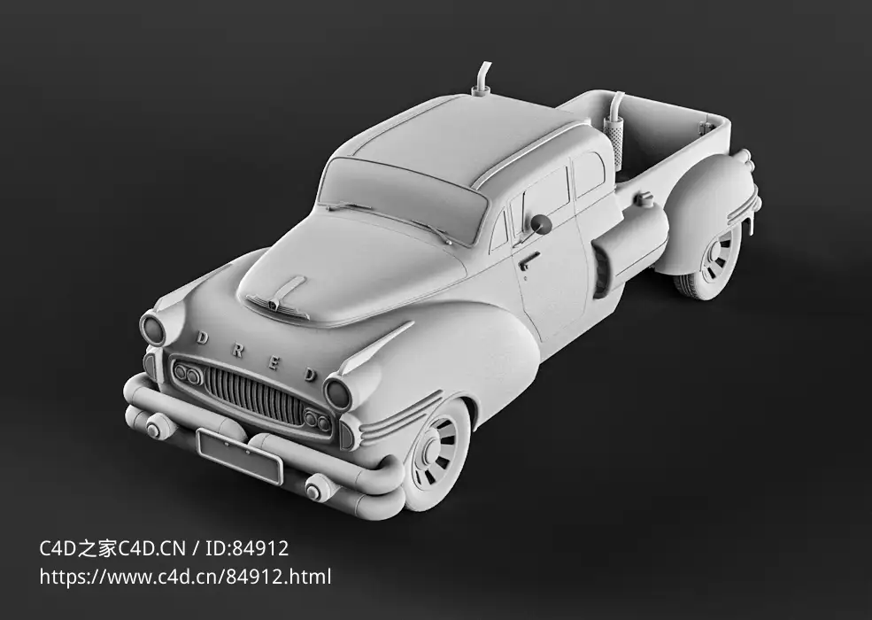 复古老式皮卡汽车c4d模型免费下载Pichup Dred car 3d model