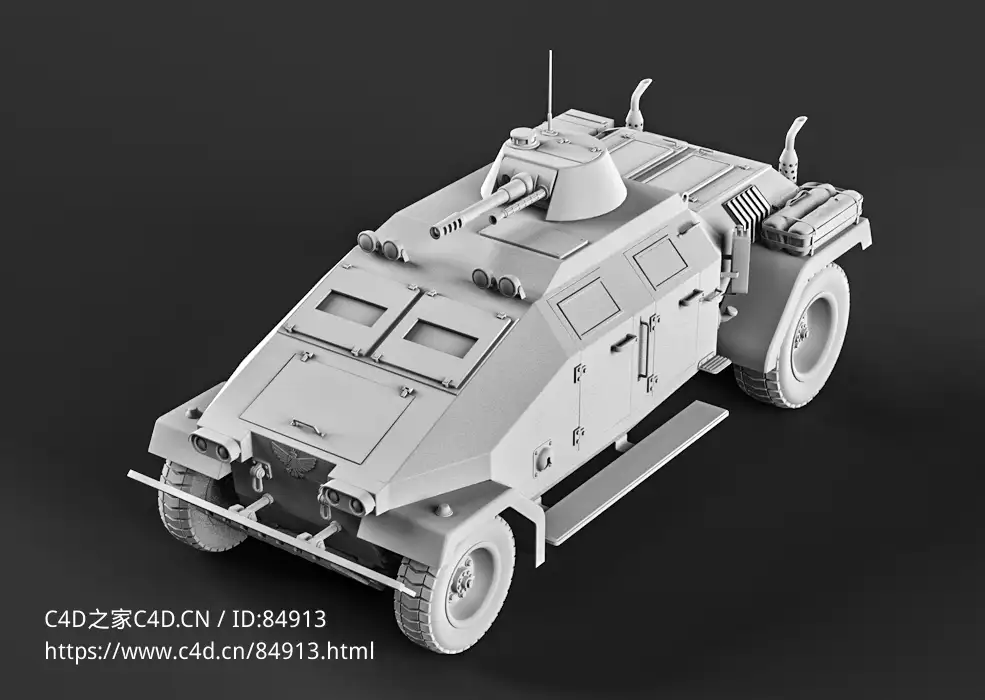 科幻军用武装运兵车装甲防护车辆c4d模型免费下载Plated Wolf car free 3d model