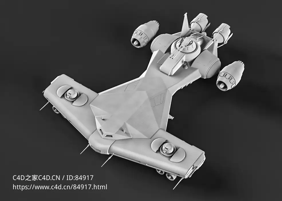 设计精细前卫的天空之锤科幻飞行器c4d模型免费下载Sky Hammer free 3d model