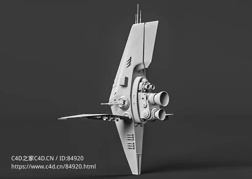 鱼叉星舰科幻飞行器c4d模型免费下载Starship Harpoon - C4D之家 - Starship-Harpoon.jpg
