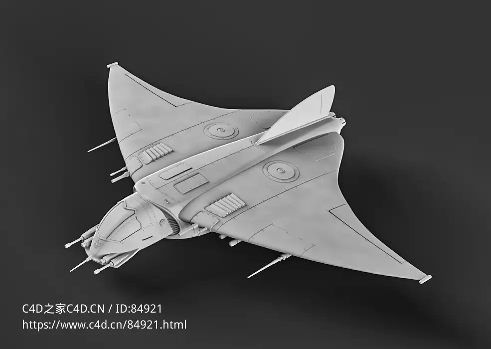 黄貂鱼星舰科幻飞行器c4d模型免费下载Starship Stingray - C4D之家 - Starship_Stingray.jpg