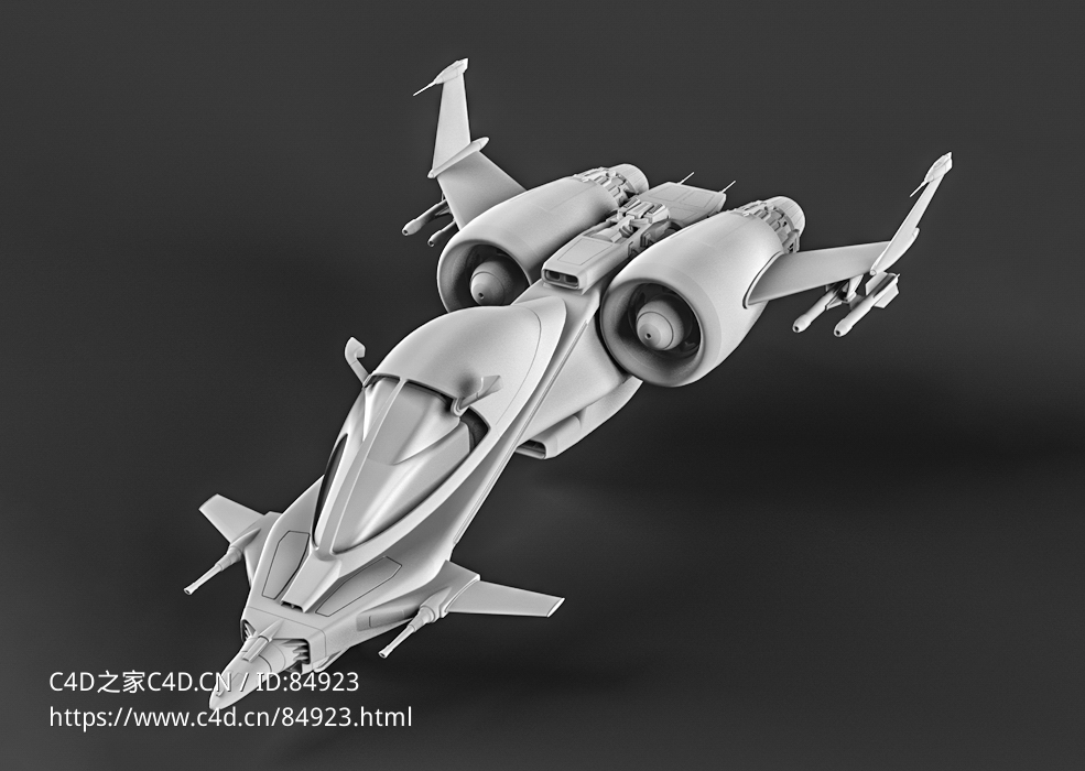 未来星球科幻战斗机飞行器c4d模型免费下载Thunderbike