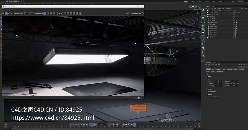 汽车产品环境渲染场景C4D Redshift模型3D Studio Lighting Environment