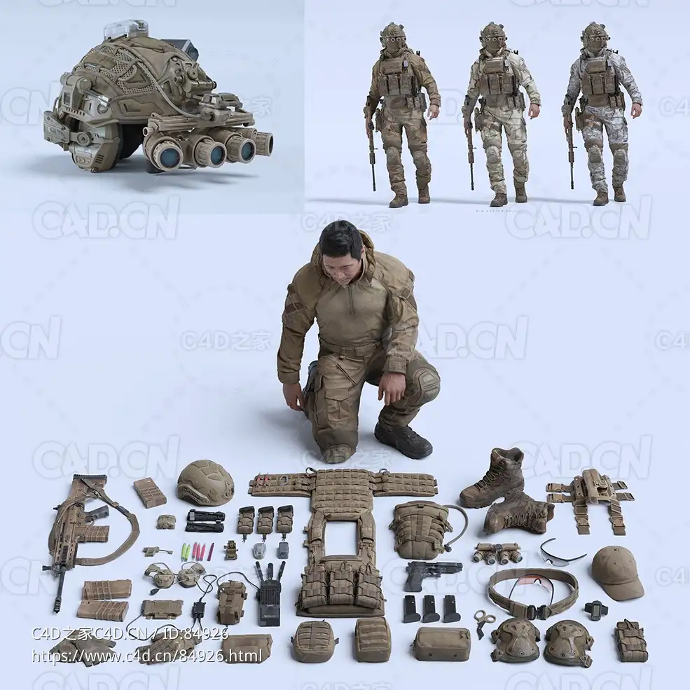 72GB大型现代特种部队军队军人人物角色动作绑定头盔衣服装备3D模型BMS SPECIAL OPS - C4D之家 - 5.jpg
