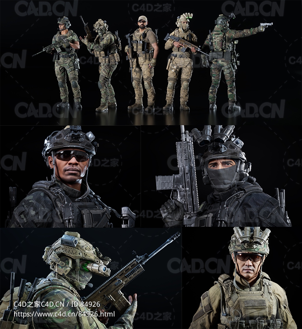 72GB大型现代特种部队军队军人人物角色动作绑定头盔衣服装备3D模型BMS SPECIAL OPS - C4D之家 - 1.jpg