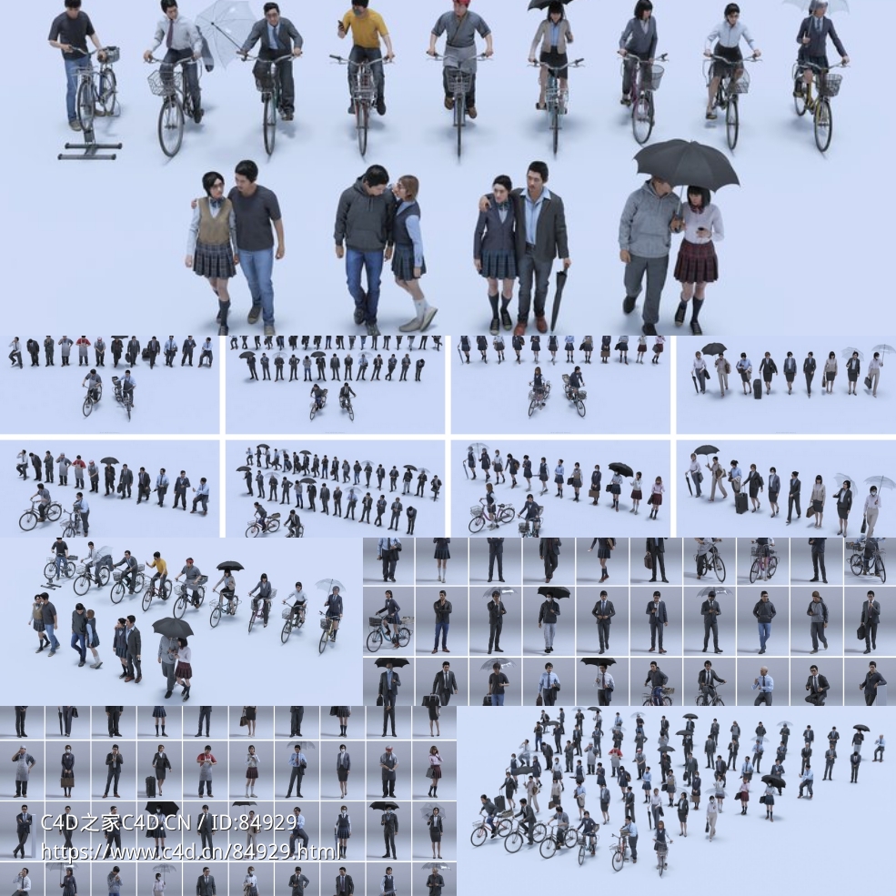 90GB大型日本东京现代人物角色商业建筑楼房街道3D模型Bigmediumsmall - Tokyo Back Alleys