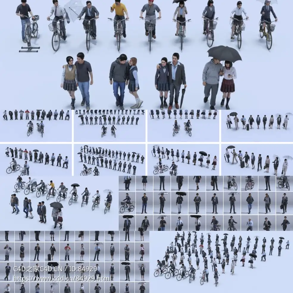 90GB大型日本东京现代人物角色商业建筑楼房街道3D模型Bigmediumsmall - Tokyo Back Alleys