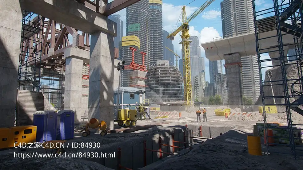 大型在建工地楼房建筑施工现场c4d场景模型合集KitBash3D - Construction Zone - C4D之家 - 1.jpg
