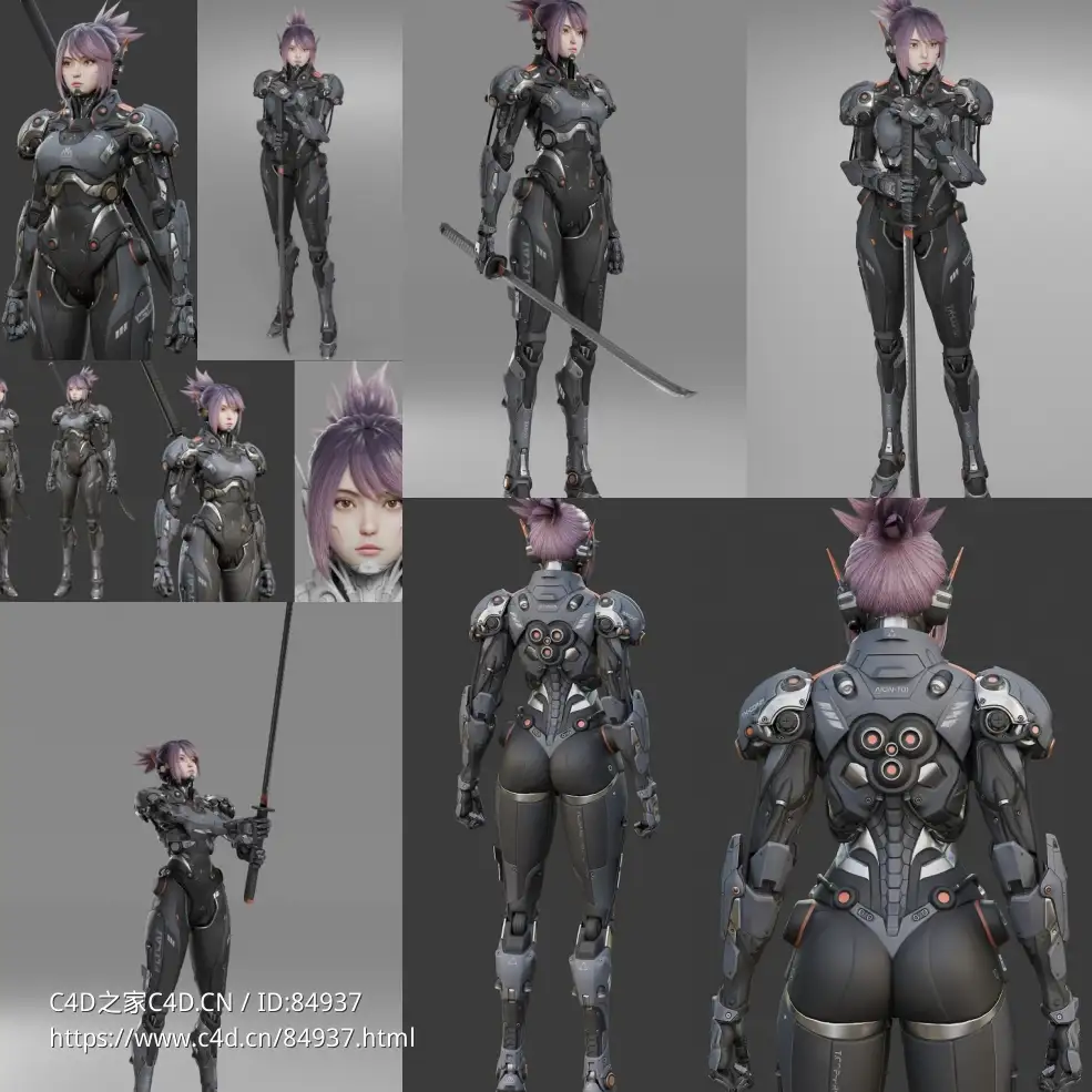 背长刀的现代科幻女性机器人3D模型 Flycat – Robot Girl - C4D之家 - 未命名.jpg