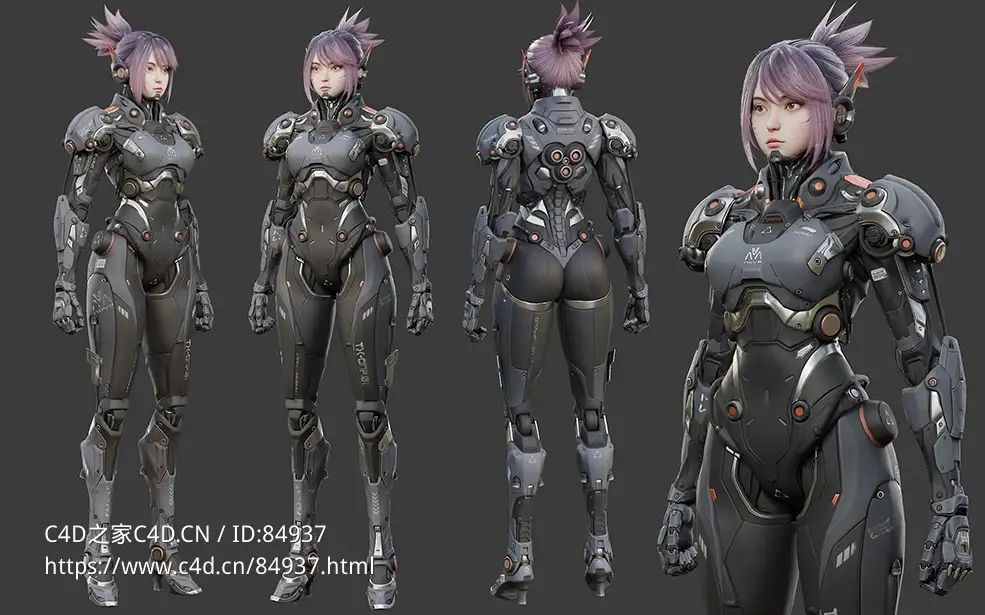 背长刀的现代科幻女性机器人3D模型 Flycat – Robot Girl - C4D之家 - flycat-fly-shot5.jpg