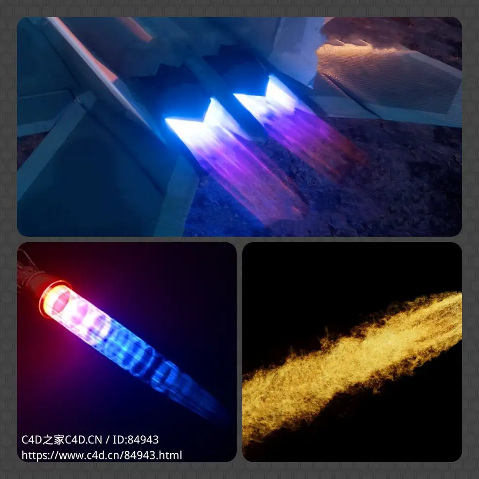 C4D OCTANE火箭发动机喷射引擎预设汉engine exhaust plume v1.03 r24-2023