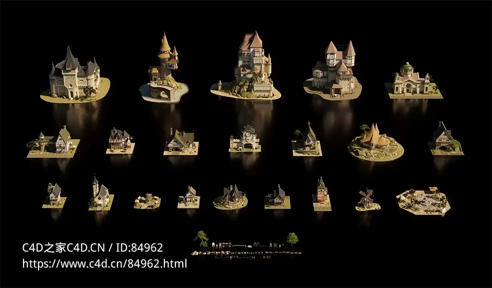 32GB神秘魔法小镇童话村庄房屋楼房建筑3D模型KitBash3D - Enchante - C4D之家 - 2.jpg