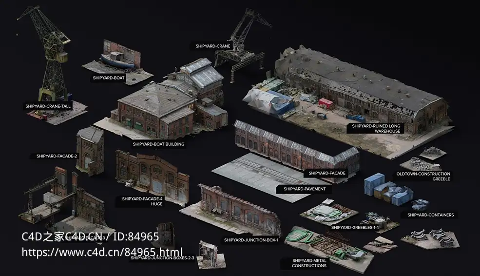 25.7G欧洲老城区旧造船厂建筑楼房场景扫描3D模型资产 Scans For Concept Art / Old Shipyard / 3D Kitbash Models - C4D之家 - 2.jpg