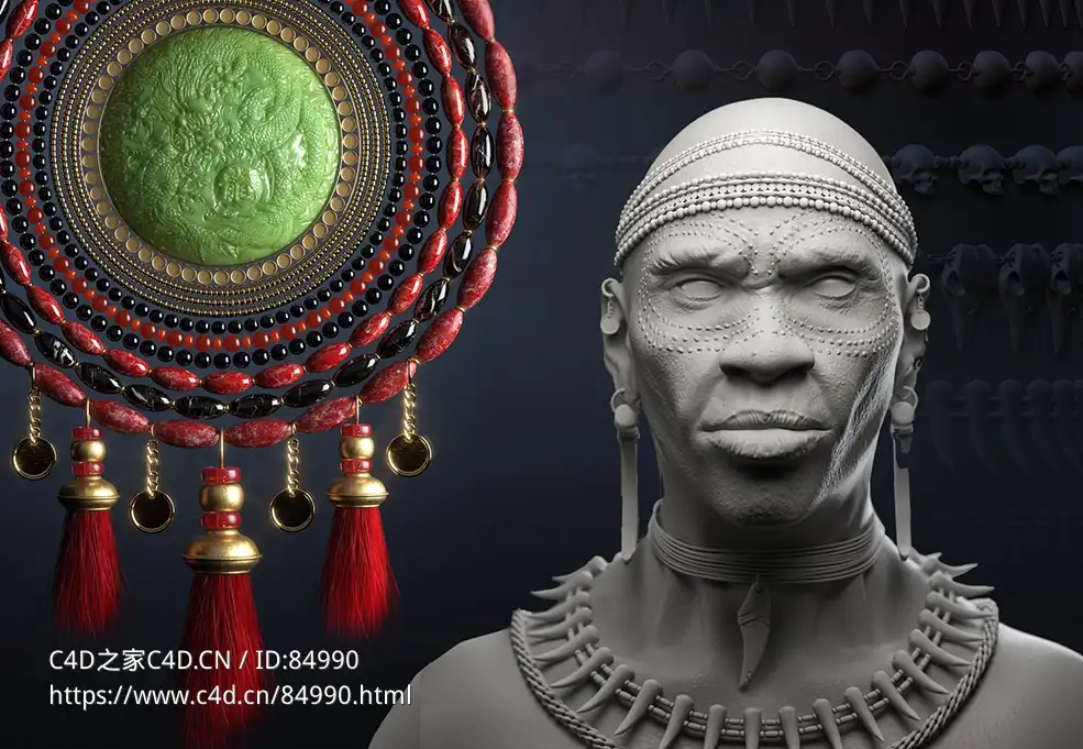 16套非洲部落饰品艺术魅力c4d模型Character Accessories Pack