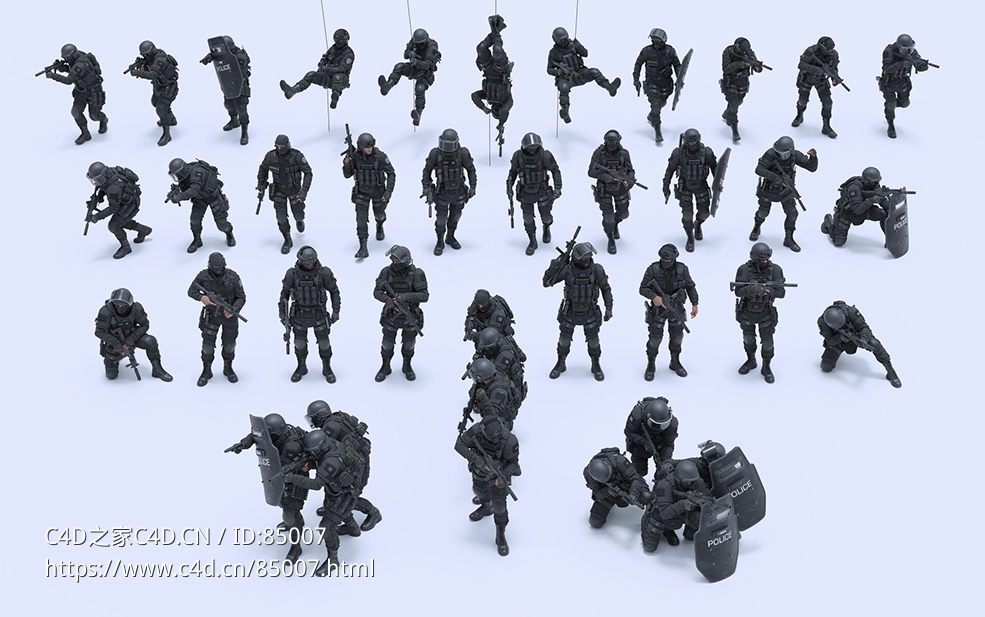 30GB大型现代警察特警反恐精英人物3D模型Modular Hero Character BIG/MEDIUM/SMALL – SWAT - C4D之家 - ann-grin-swat-black.jpg