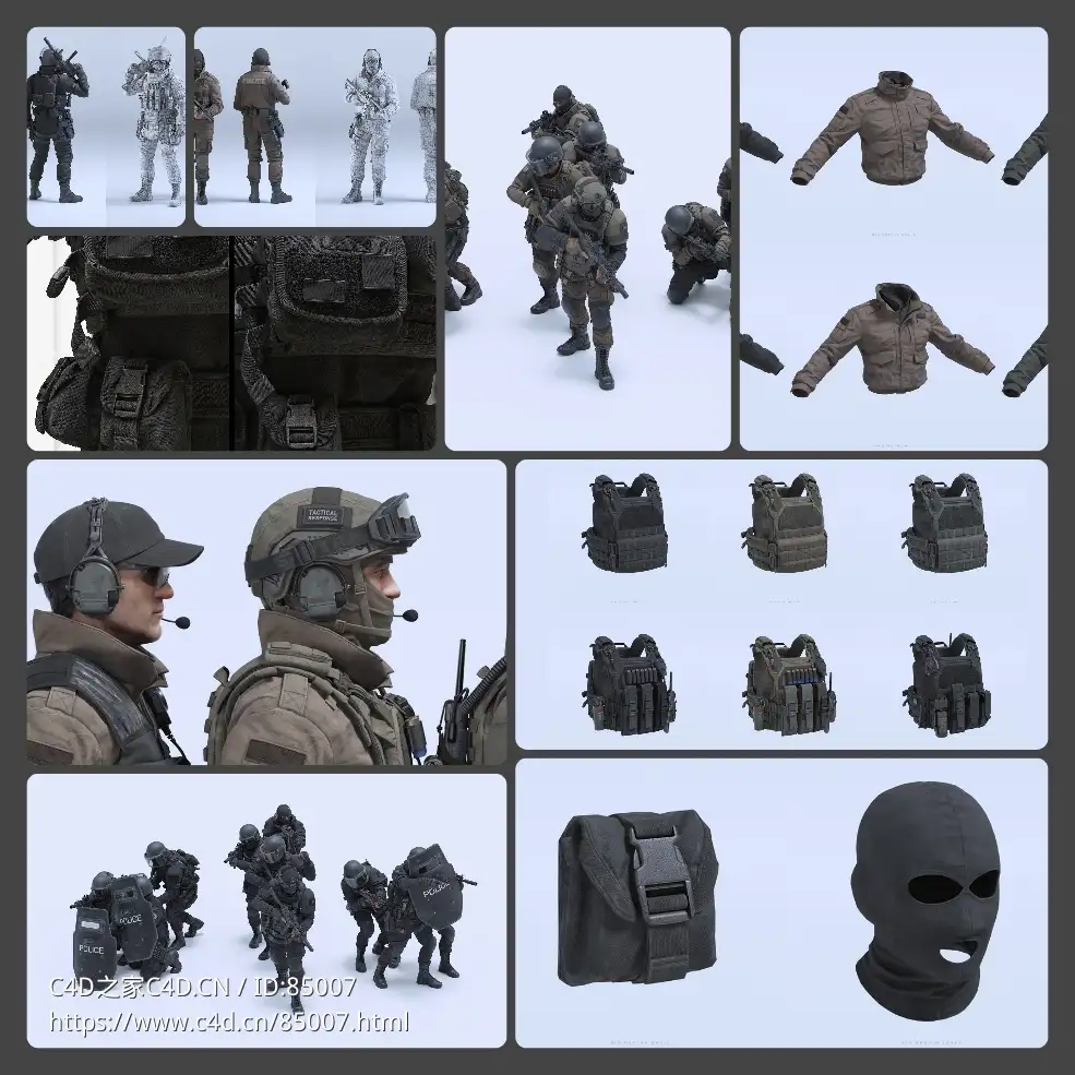 30GB大型现代警察特警反恐精英人物3D模型Modular Hero Character BIG/MEDIUM/SMALL – SWAT
