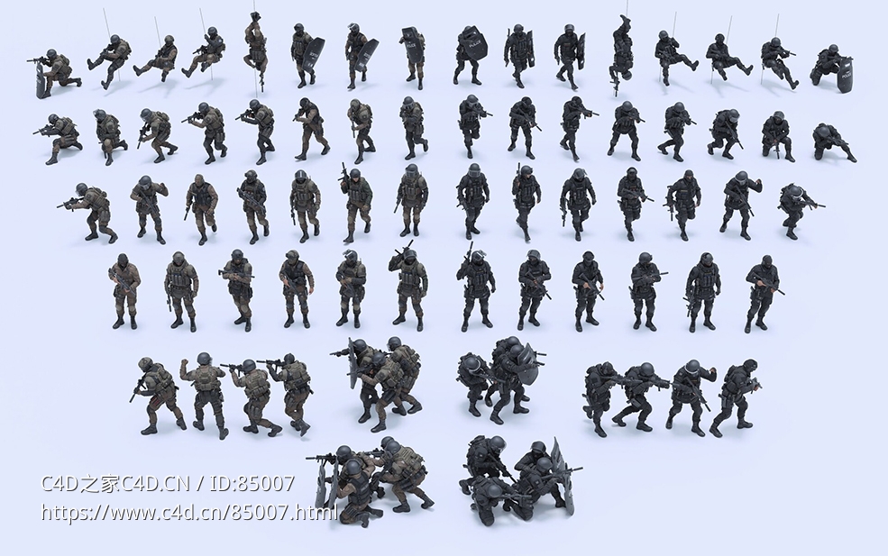 30GB大型现代警察特警反恐精英人物3D模型Modular Hero Character BIG/MEDIUM/SMALL – SWAT - C4D之家 - ann-grin-swat-all1.jpg