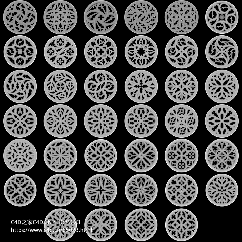 精美绝伦的四十圆形雕花装饰C4D模型：传统与现代交融的艺术瑰宝，展现设计之美与工艺之巅 - C4D之家 - 未标题.jpg