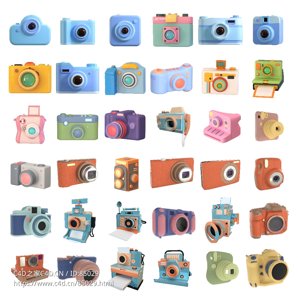 36款多彩创意相机世界C4D模型下载展现数码摄影的无限魅力与艺术潜能