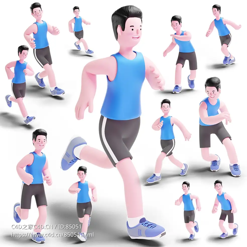 25个运动健身跑步跨栏热身拉伸训练动作3D人物模型素材合集含多种格式源文件Runner - C4D之家 - 未标题-2.jpg