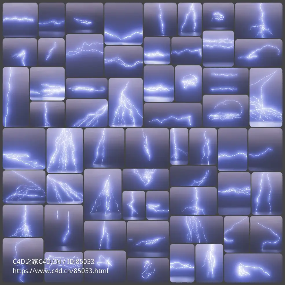 专业3D闪电特效模型素材包含60个逼真动画效果支持多渲染器Blender/C4D可用PixelLab MOTION DESIGN ELEMENTS ELECTRICITY VOL.06