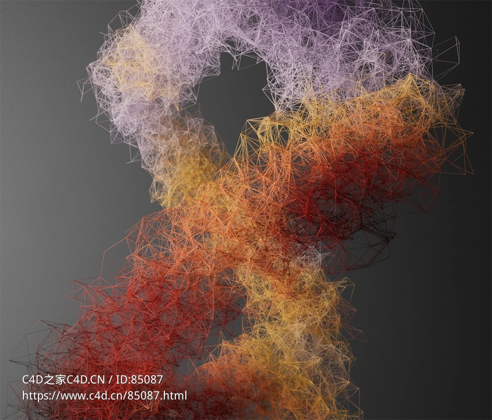 Cinema 4D 场景节点高速Plexus点线网络3D模型Redshift渲染高效性能可自定义参数