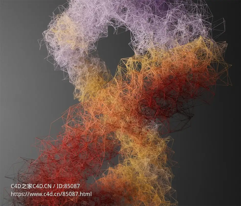 Cinema 4D 场景节点高速Plexus点线网络3D模型Redshift渲染高效性能可自定义参数