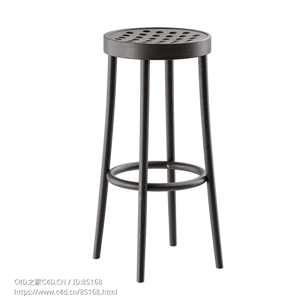 吧台凳高脚凳（Ton品牌）3D模型素材下载Barstool by Ton - C4D之家 - 0044.jpg