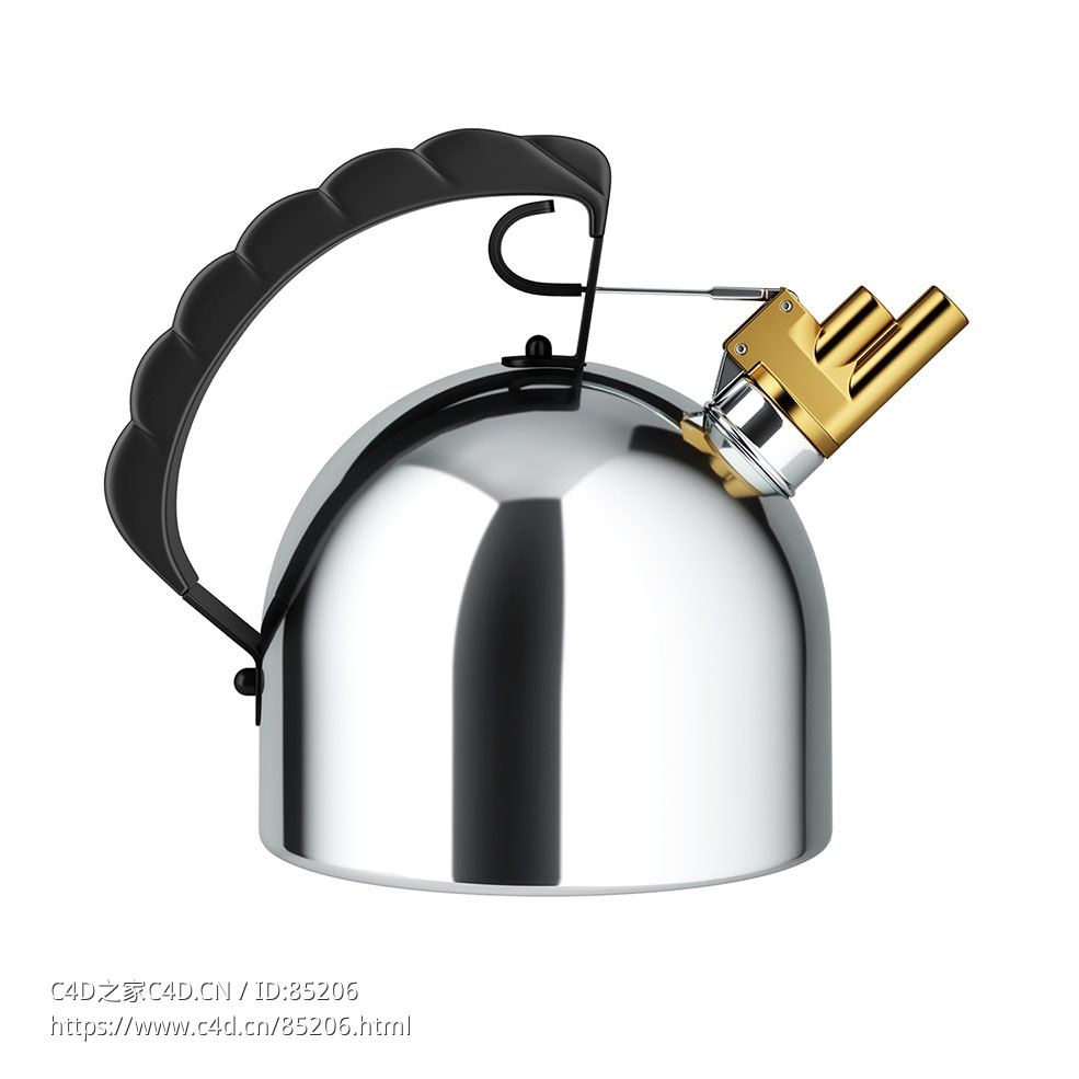 感应水壶带哨子水壶（Alessi品牌）3D模型素材下载Induction Kettle with Whistle by A