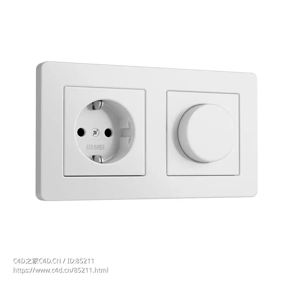流动开关插座电气配件（Jung品牌）3D模型素材下载Flow Switches and Socket by Jung