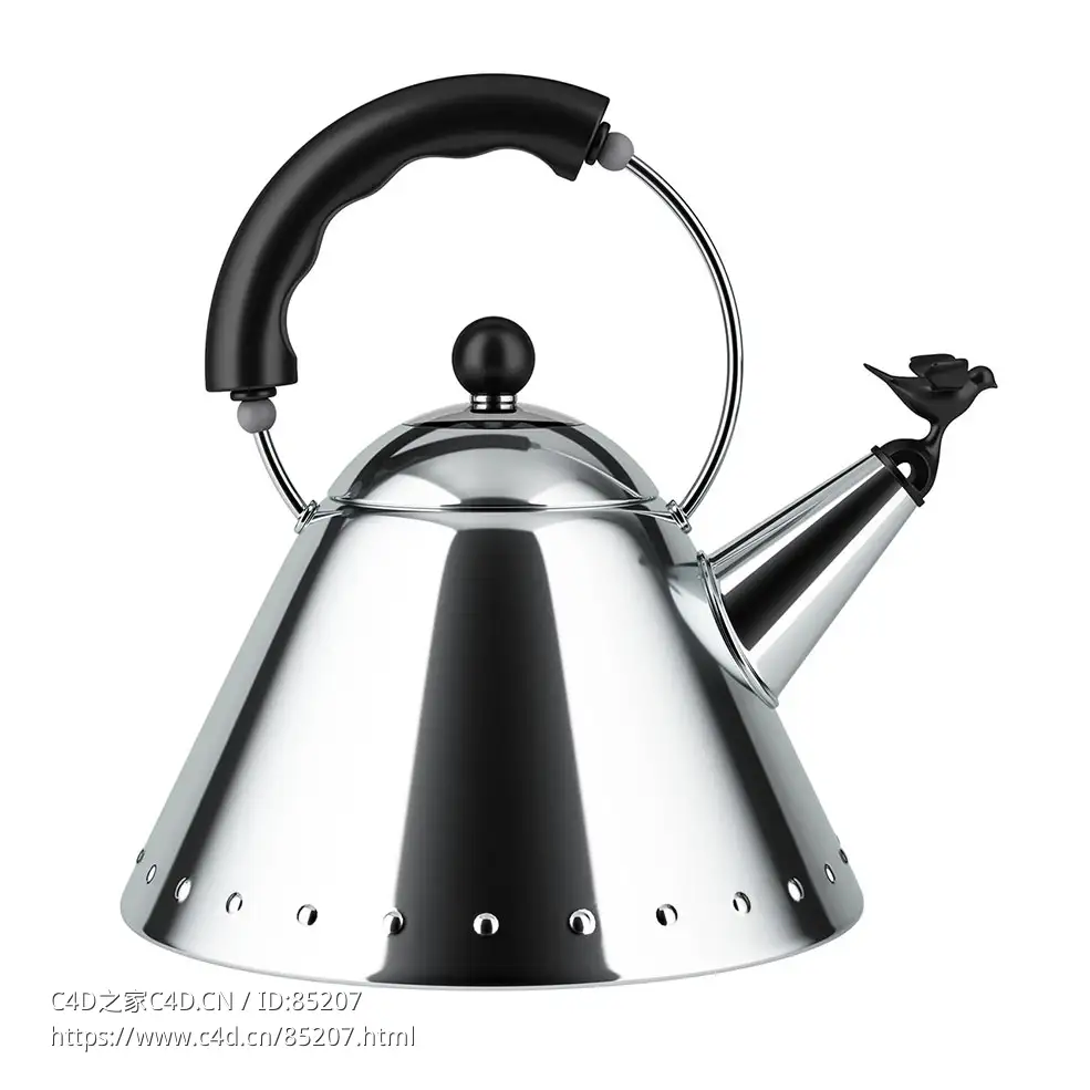 鸣笛茶壶烧水壶（Alessi品牌）3D模型素材下载Bollitore Whistling Tea Kettle by Ales
