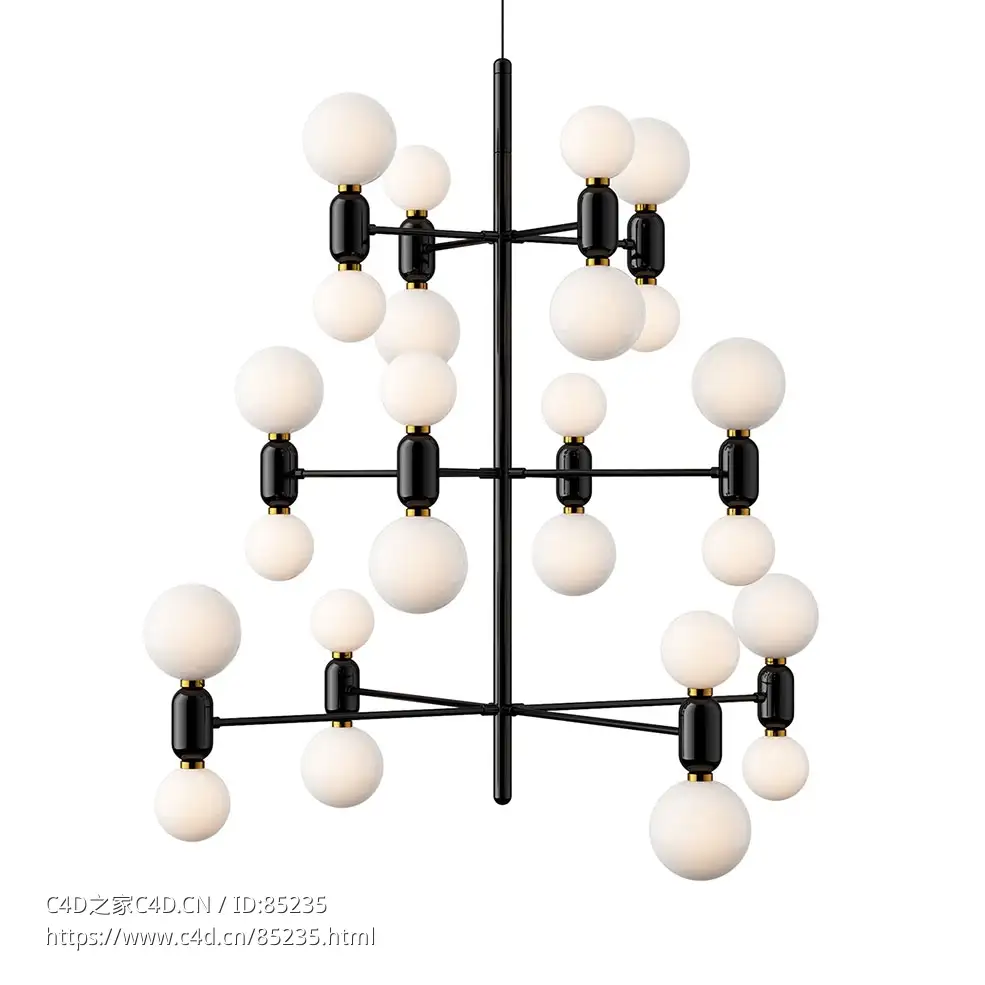 阿巴斯吊灯12灯吊式照明（Parachilna品牌）3D模型素材下载Aballs Chandelier 12 by Pa - C4D之家 - 0111.jpg