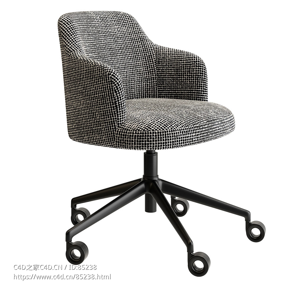 带滚轮阿比扶手椅活动座椅（Porada品牌）3D模型素材下载Abby Armchair with Castors b